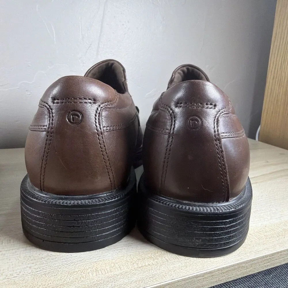 Rockport Brown Leather Slip On Loafers Dress Casual Shoes Mens 9.5M
